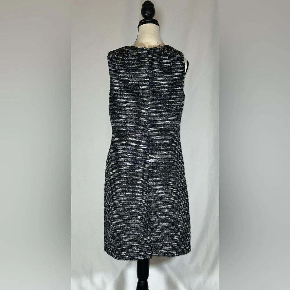 Karl Lagerfeld • Tweed Shift Dress Womens 12 Black White White Pearl Buttons - Picture 5 of 16
